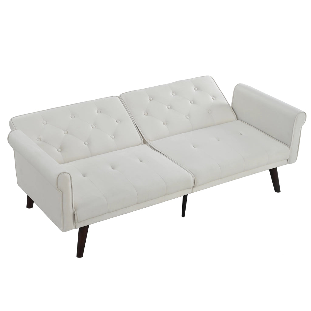 Divano letto 2 posti - con schienale reclinabile e funzione ospiti - in velluto beige