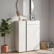 Mobile Portascarpe Cavallino, Scarpiera 9 Ripiani Made in Italy, 91x33x115h cm Bianco Lucido