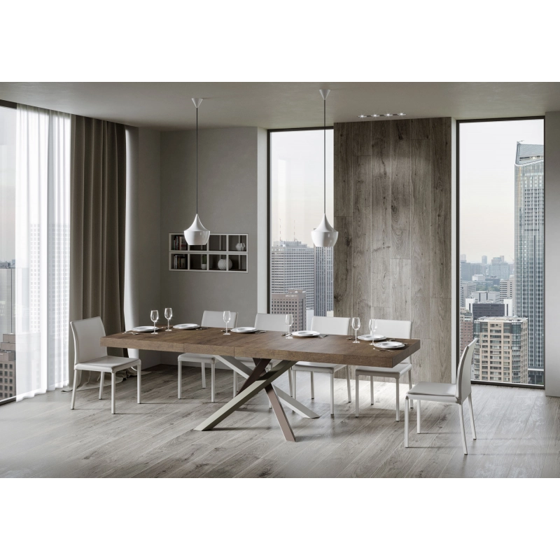 Tavolo allungabile 90x140/244 cm Volantis Premium telaio gambe 4 colori (C) - Noce