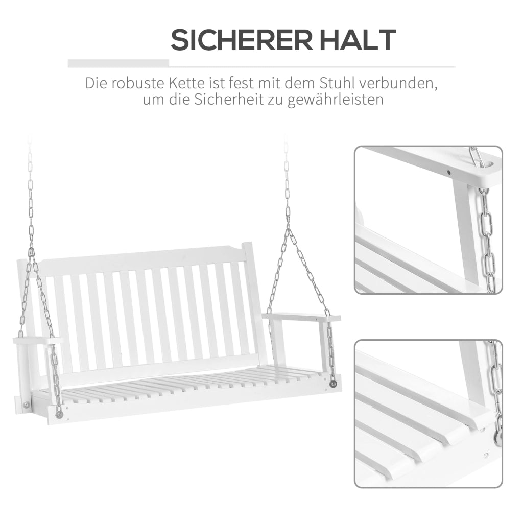 Giardino in legno massiccio per 2 persone Terrazza a Dondola 117×69×60cm Bianco