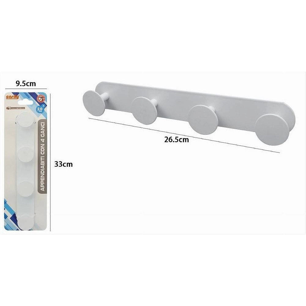 Trade Shop - Appendino Con 4 Ganci Appendi Porta Asciugamano 4 Posti Bagno Casa Bianco 59773 -