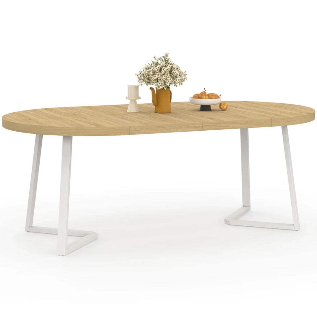 IDMarket - SELMA tavolo da pranzo rotondo allungabile 4-10 persone legno e bianco 110-200 cm