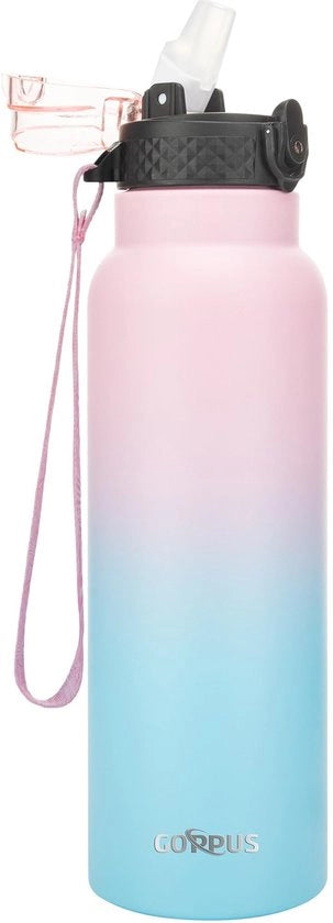 Fustino in acciaio inossidabile da 750ml/24oz con manico di canna, 0,75 litro di biberon per acqua calda, bottiglia d'acqua in acciaio doppio strato, bottiglia d'acqua isolata, bottiglia d'acqua per acqua fredda senza perdite per adulti