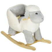 CAVALLO A DONDOLO PER BAMBINI 1-3 ANNI A FORMA DI PECORELLA CON SUONI E RIVESTIMENTO MORBIDO 68X35X55 CM GRIGIO
