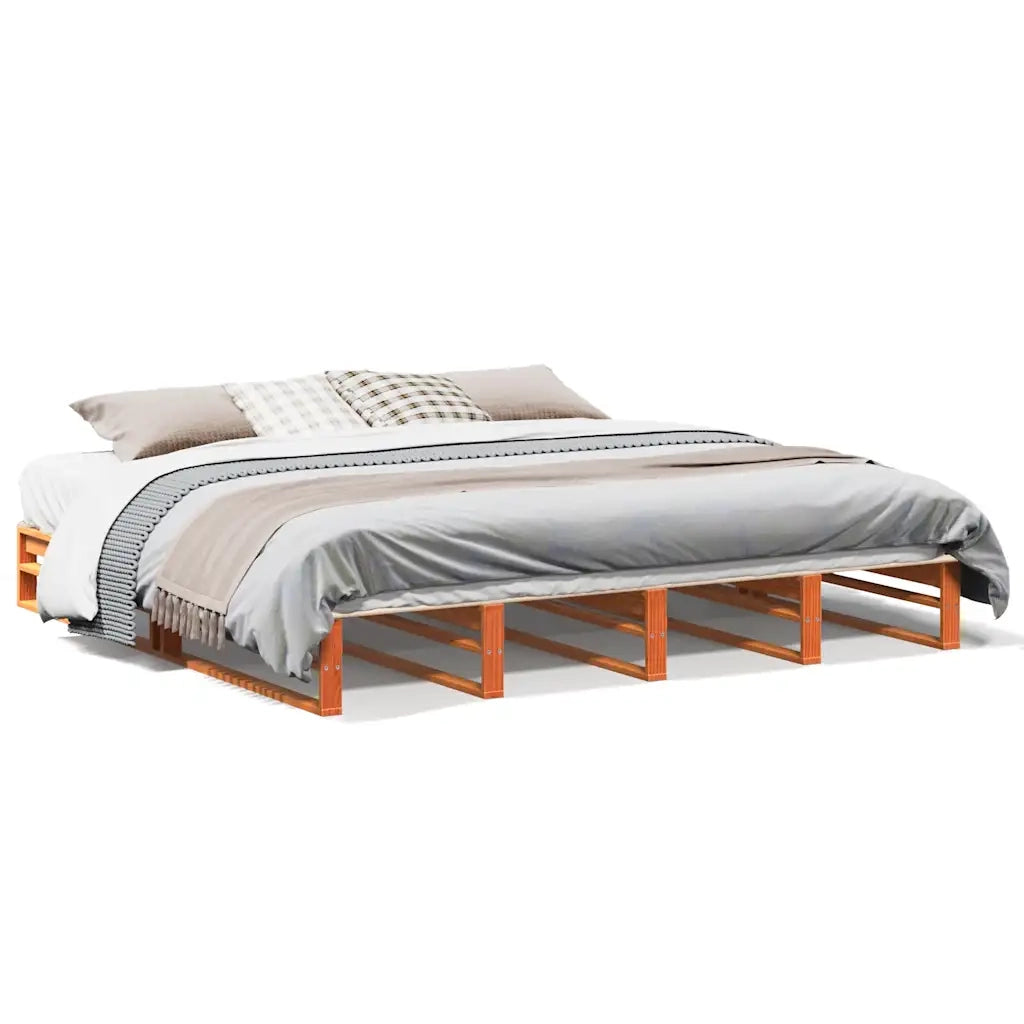 Letto senza Materasso-Struttura Letto Marrone Cera 180x200 cm in Legno di Pino 652412