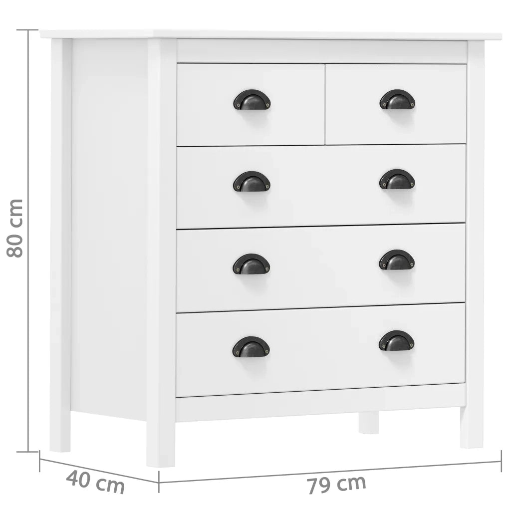 Credenza-Buffet-Armadio da cucina Hill Bianca 79x40x80 cm in Legno Massello di Pino 231779