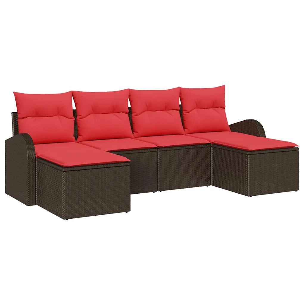 Set Divano da Giardino 6 pcs Marrone Rattan in Polipropilene 3346154
