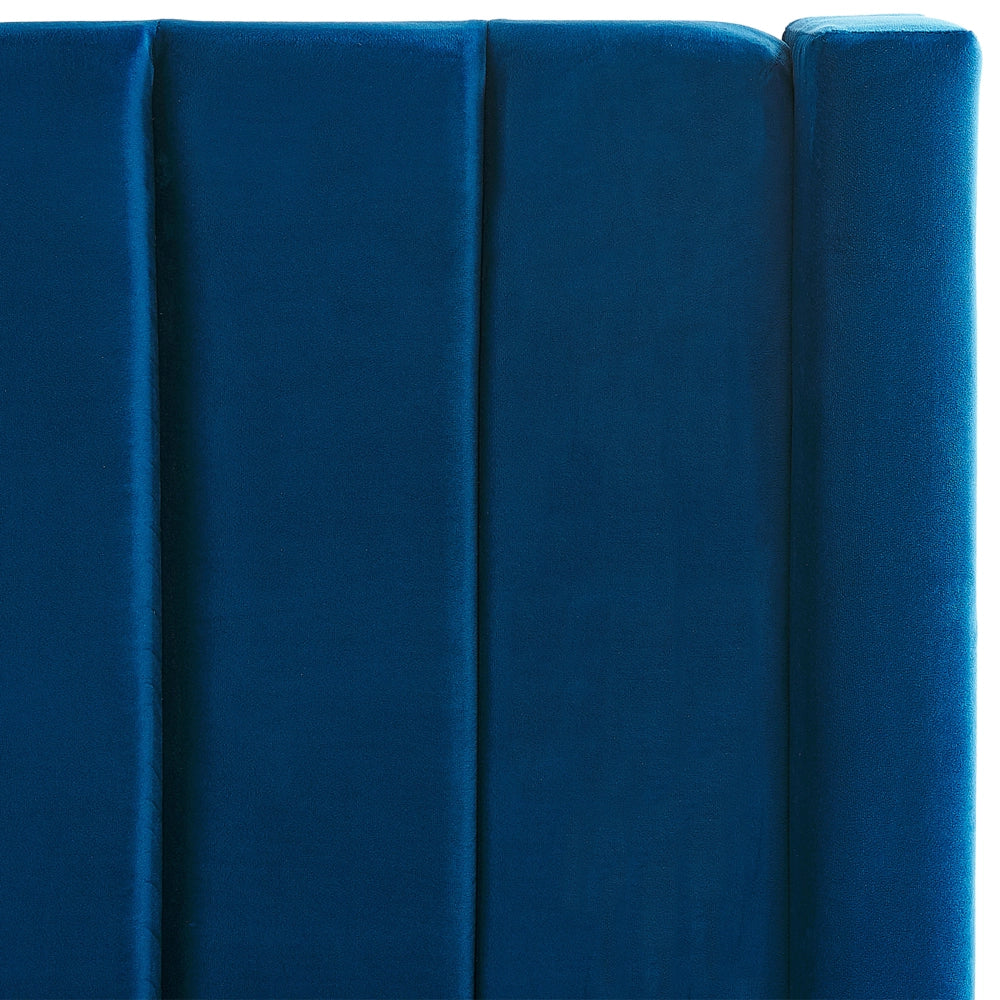 Letto matrimoniale ad acqua in velluto blu marino con cassapanca 140 x 200 cm moderno glam morbido materasso camera da letto