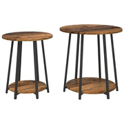 Set tavolini con lo scaffale 2 pz | Tavolo laterale Legno Antico e Nero