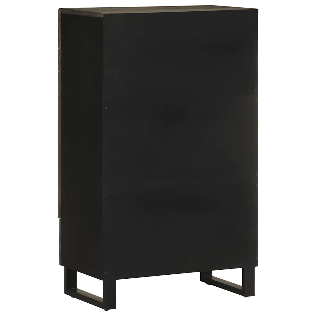 Credenza Nera 60x33x100 cm in Legno Massello di Mango