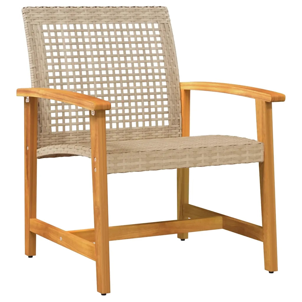 Set da Bistrot 3 pz Beige in Polyrattan e Legno di Acacia 367603
