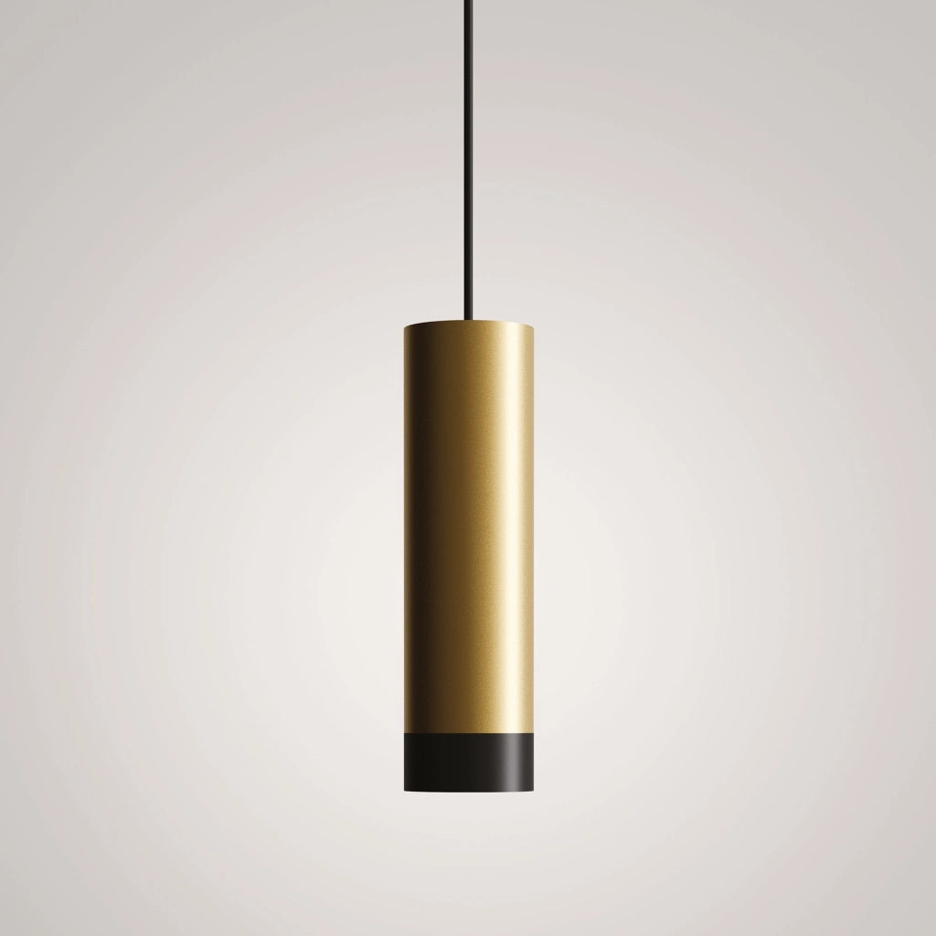 Tubotto Lampada a Sospensione LED 8W 3000K Finitura Oro e Nero Design Moderno in Alluminio Anodizzato per Illuminazione d'Interni Elegante