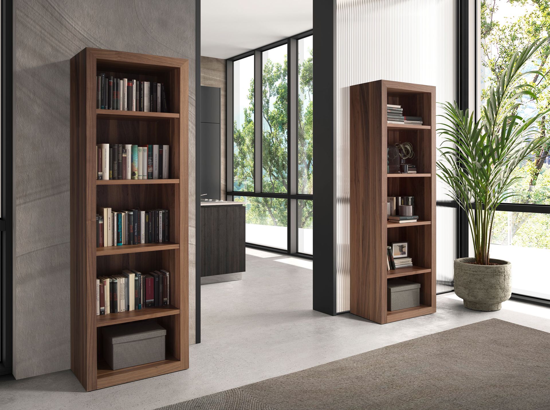 Scaffale in legno di noce