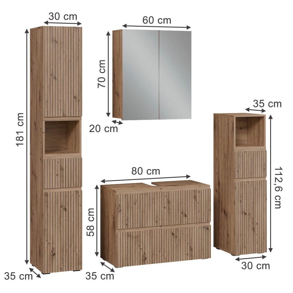 Vicco Set di mobili da bagno Artigiano 4 parti