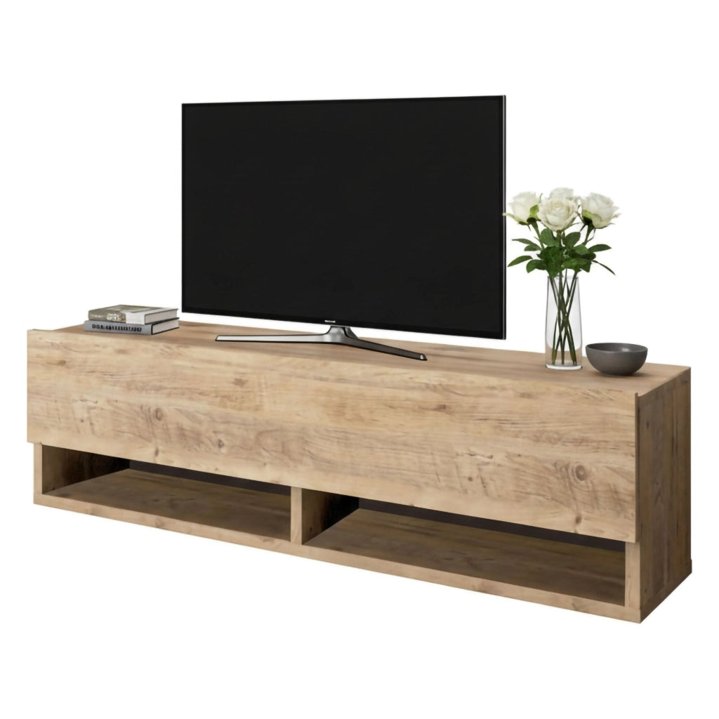 Mobile porta TV Iva, Credenza da soggiorno, Armadio basso per TV, Base parete attrezzata, 100x32h29 cm, Quercia