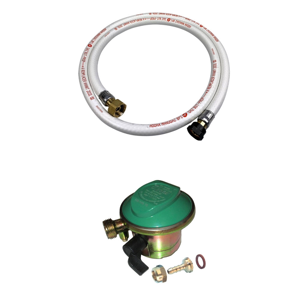 Tubo flessibile per gas butano quick-on 20mm con regolatore, 1,5m,