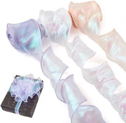 Decorazione a Fiocchi 60mm - 3 Rotoli - Irisante - Transparente - Fiocchi Decorativi - Per Avvolgere i Fiori - Fiocchi Decorativi