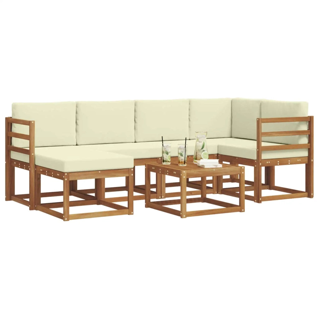 Set di divani da esterno con cuscino 7 pcs Naturale e Crema