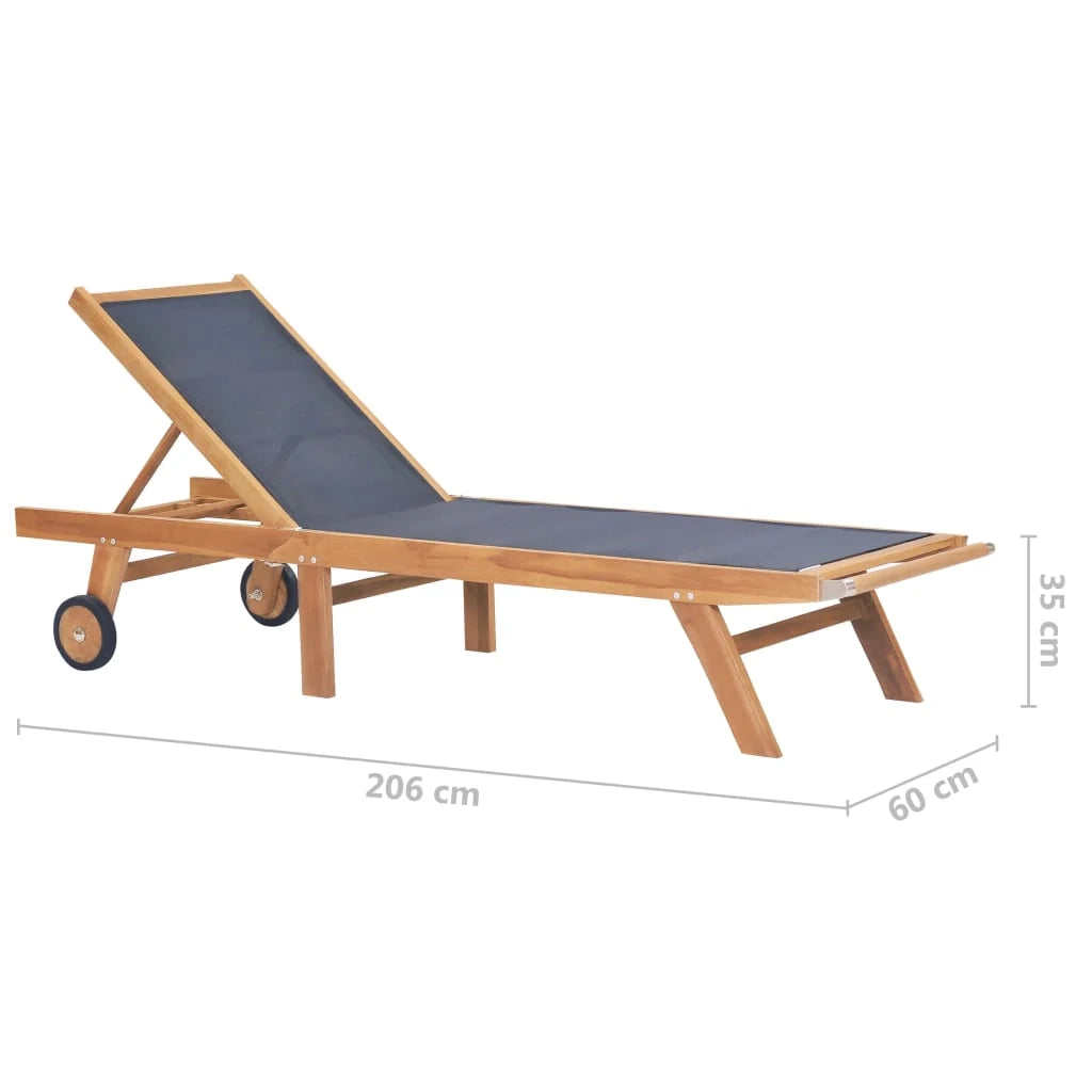 Lettino prendisole sedia a sdraio lettino prendisole letto da giardino mobili da giardino mobili da esterno pieghevoli con ruote teak massello e textilene 02_0012862