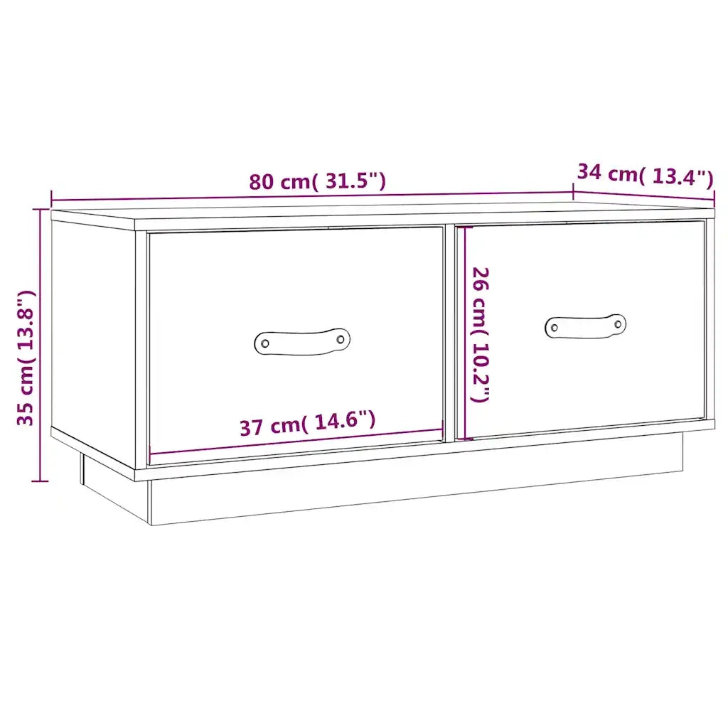 Mobile TV | Armadietto TV | Mobile Porta TV Nero 80x34x35 cm in Legno Massello di Pino