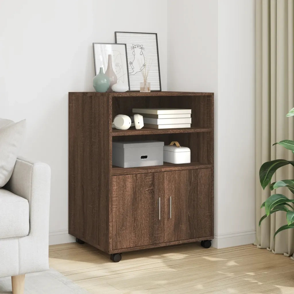 Armadietto con Ruote Rovere Marrone 60x48x81 cm in Truciolato CFW5543131