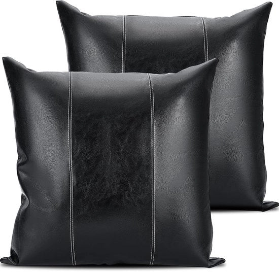 Copribraccia decorativi in pelle di imitazione, 45 x 45 cm, stile boho, pelle liscia, moderna, pelle vegana, ideali per divano, letto o camera da letto, stile rustico, 2 pezzi