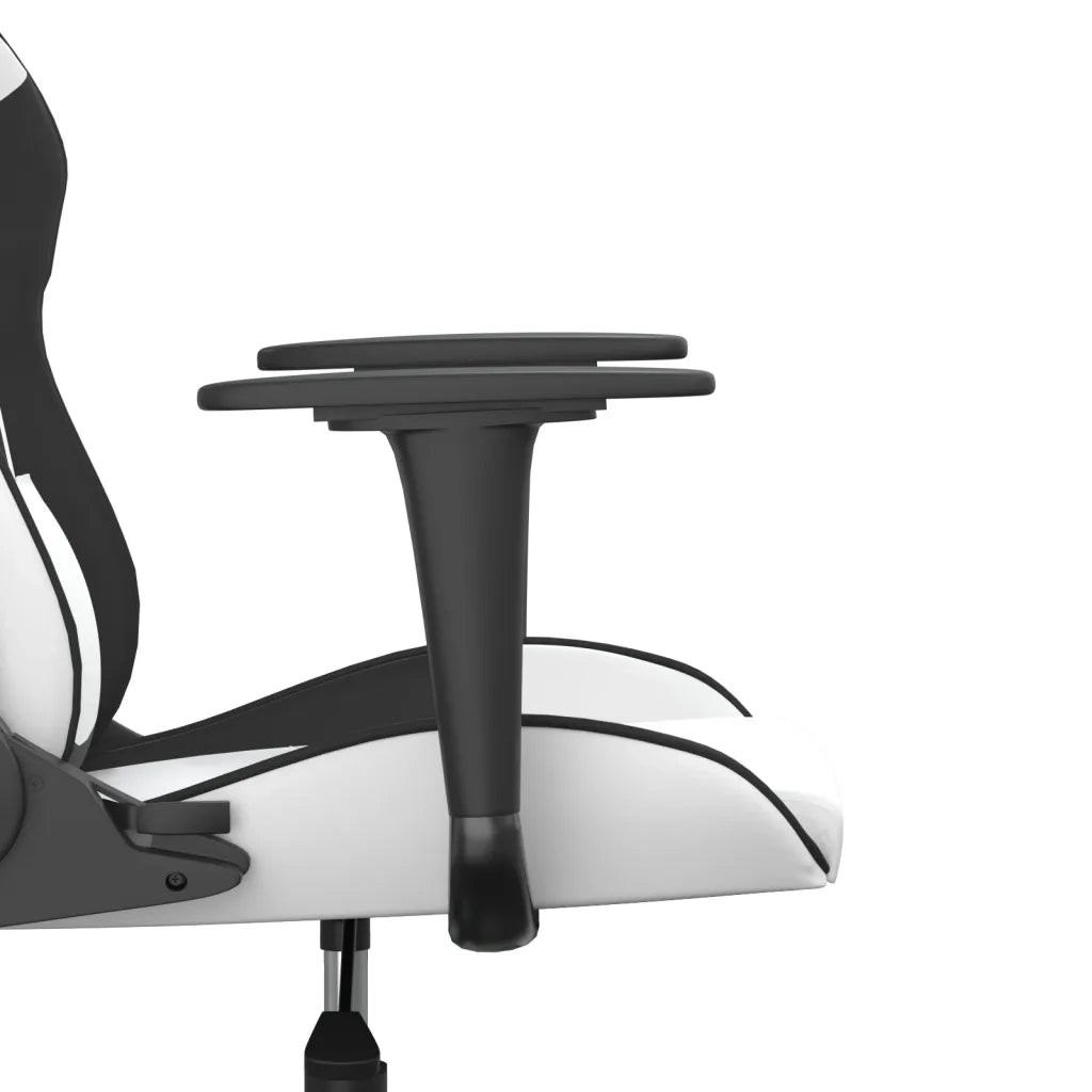 Sedia da Gaming | Sedia da e-sports Massaggiante Bianco e Nero in Similpelle