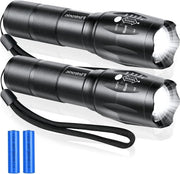 Lampada LED 2 pezzi Tattica Lampada da Tasca - 5 Posizioni Acqua Resistente Zoomabile Focale - Luminosità Elevata Lampada da Mano Mini Portatile per Campeggio e Sport All'Aperto