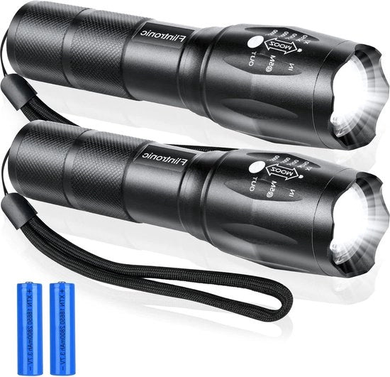 Lampada LED 2 pezzi Tattica Lampada da Tasca - 5 Posizioni Acqua Resistente Zoomabile Focale - Luminosità Elevata Lampada da Mano Mini Portatile per Campeggio e Sport All'Aperto