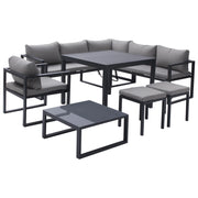 Set di mobili da giardino modulari IBIZA in tessuto grigio con 7 sedute - alluminio antracite