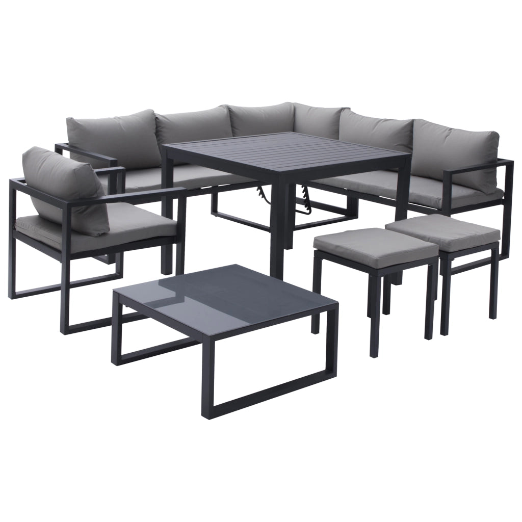 Set di mobili da giardino modulari IBIZA in tessuto grigio con 7 sedute - alluminio antracite