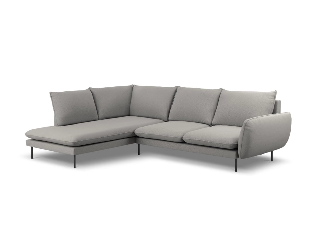 Cosmopolitan Design - Divano angolare sinistro "Vienna" 6 posti in bouclé grigio 