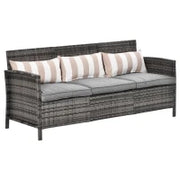 Divano 3 Posti da Esterni in Rattan (PE) con Cuscini Imbottiti e Sfoderabili, Giardino/Terrazzo, 173x68x78cm