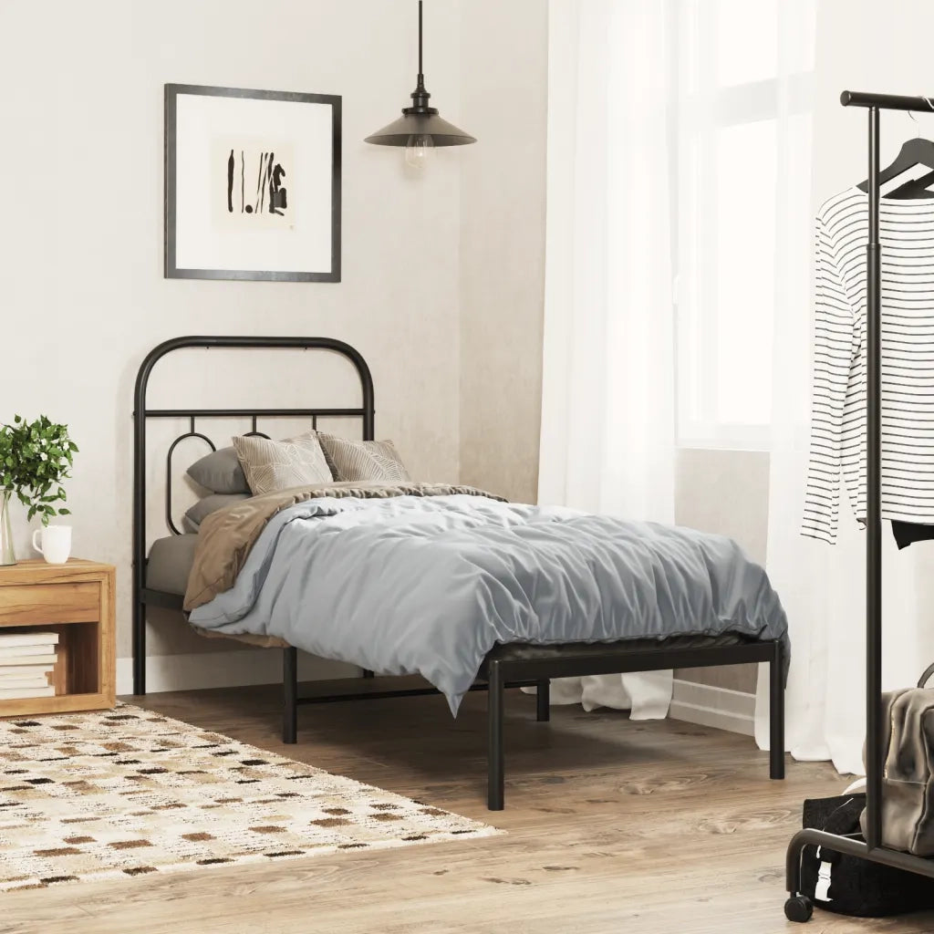 vidaXL Giroletto con Testiera in Metallo Nero 75x190 cm