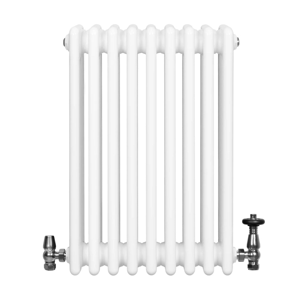 Radiatore Tradizionale 4 Colonne Orizzontale Bianco & Valvole 600 x 425 mm