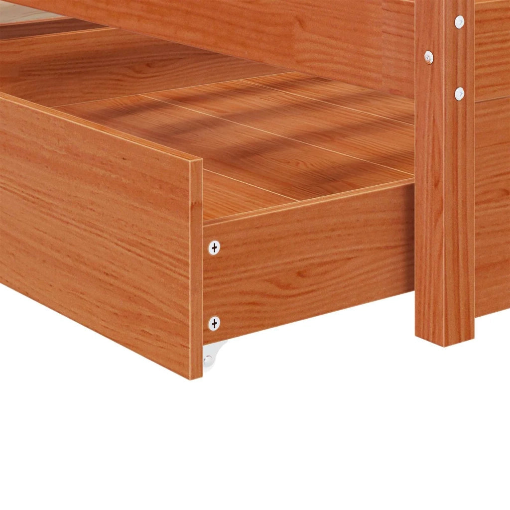 Struttura del letto 3 pcs Marrone cerato Legno di pino