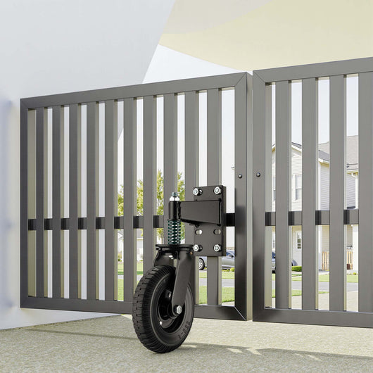 Ruota per cancello girevole a 360°, diametro 200 mm, portata max 275 kg, ruote per cancelli pesanti, in acciaio vernicato a polvere e gomma, per cancello scorrevole e da giardino