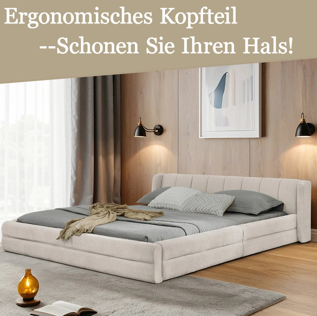 Letto 160x200 cm con testiera ergonomica; beige