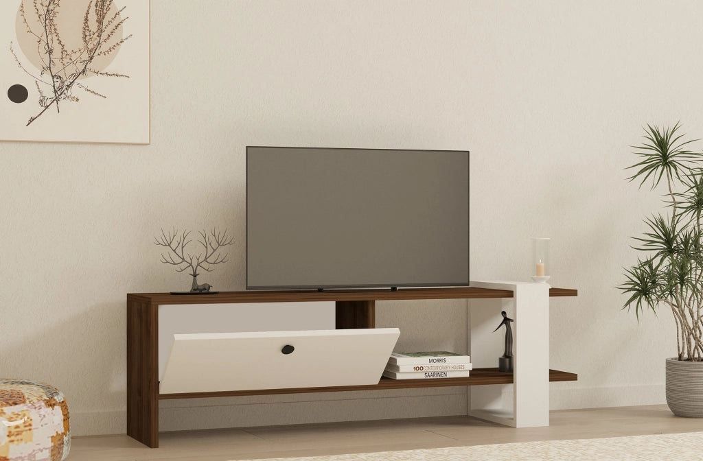 Porta TV in legno "Gaye" - 120 x 25 x 36 cm - Bianco