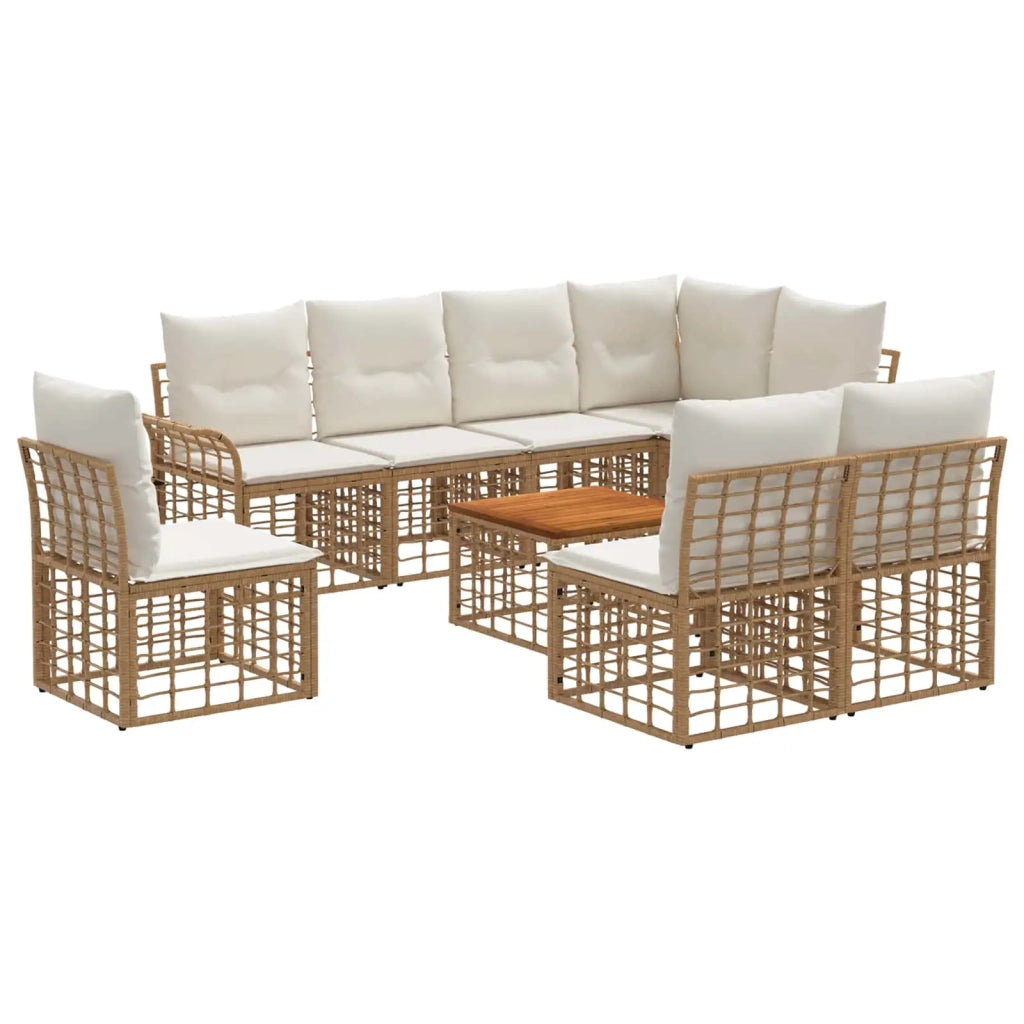 Set di divani da esterno 9 pcs Naturale e Bianco Crema 3437702