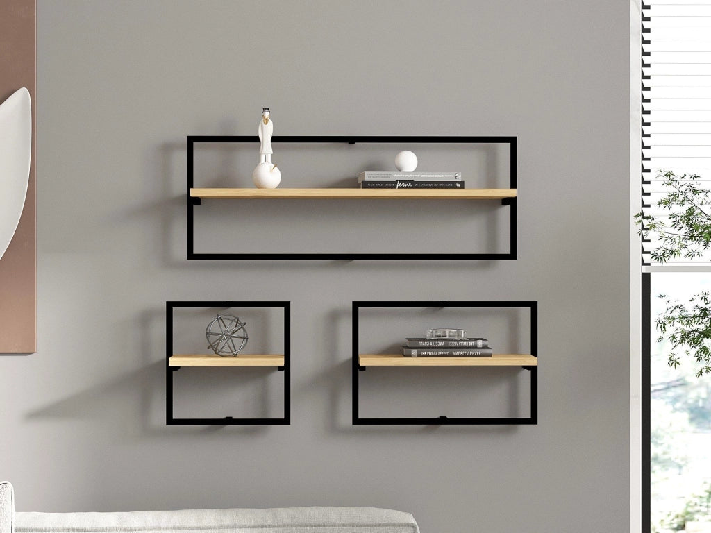 Gandosso, Mensola 3 Ripiani, 80x20x30h cm Marrone Rovere