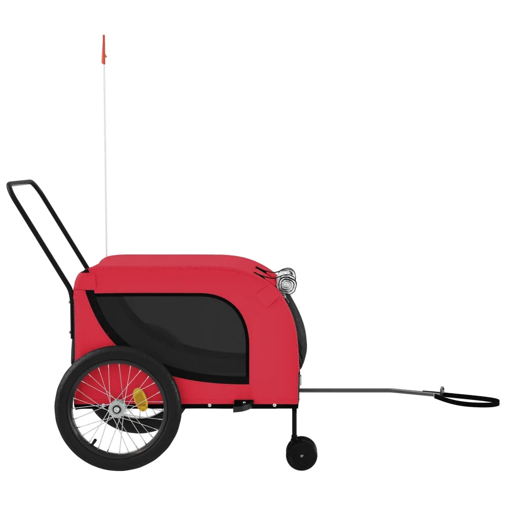 Rimorchio da Bici per Animali Rosso e Nero Oxford e Ferro CFW4413518