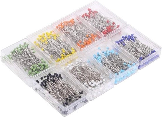 Set di spille a ago 800 pezzi - ago a punta diritta - testa colorata - lunghezza 38mm - ecocompatibile - per cucito e decorazioni - spilli per cucito