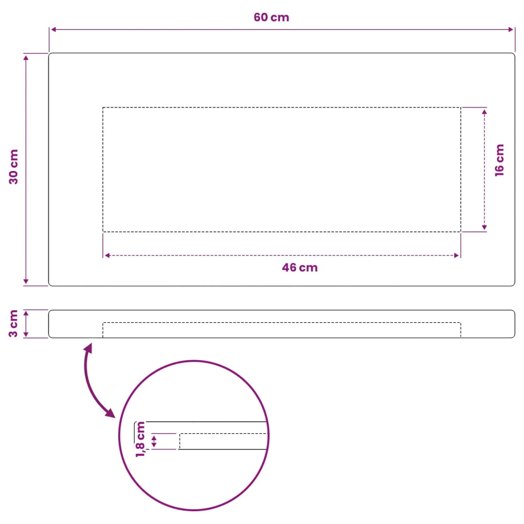Piano del Tavolo Rettangolare 90 x 50 x 3,5 cm Rettangolare 938155