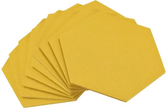 Sostegni per vasi, 9 pezzi, Sostegni assorbenti a base hexagonale per bicchieri, piatti, contenitori e vasi gialli