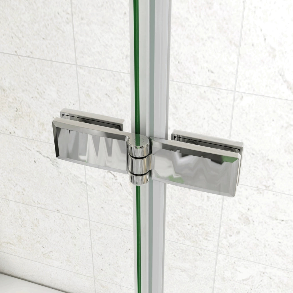 Parete Doccia Per Vasca da Bagno 130x140 cm 3 Ante Movibili Pieghevoli a Libro in Vetro Temperato 6 mm Trasparente Anticalcare Telaio Cromo Lucido