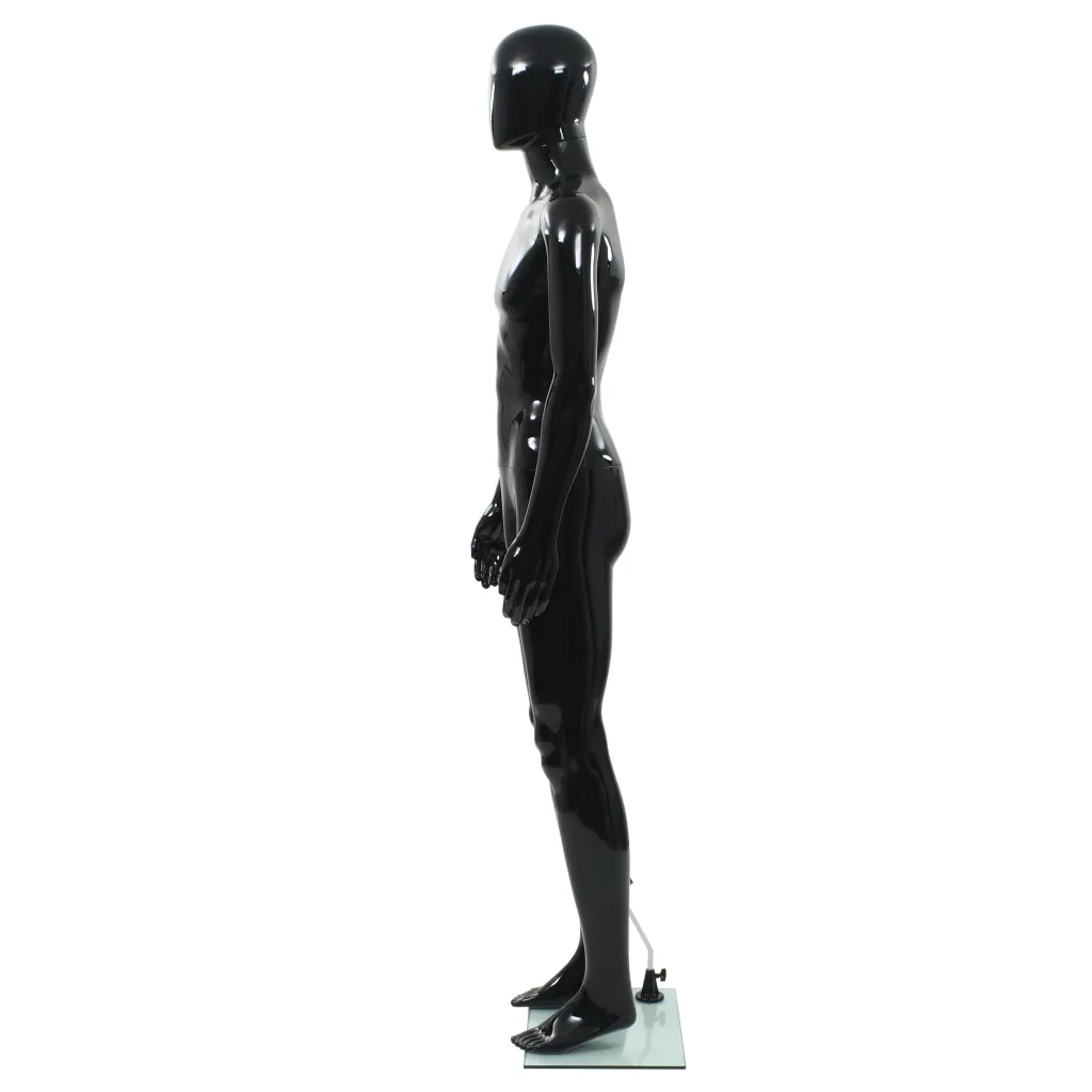 Manichino Uomo Figura Intera Base in Vetro 185 cm Nero Lucido CFW5321680