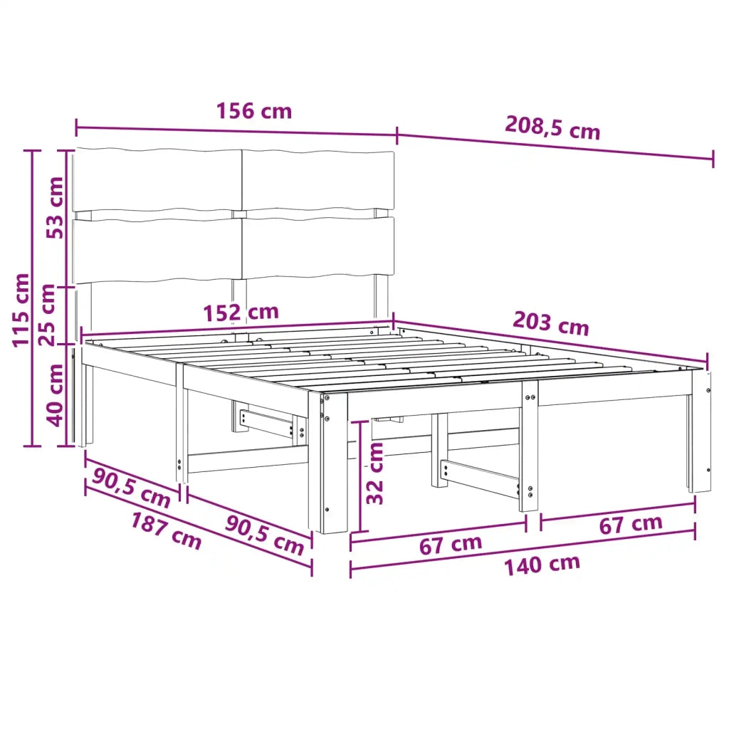 Letto matrimoniale con testiera ROSTOCK Naturale 152 x 203 cm 3405511