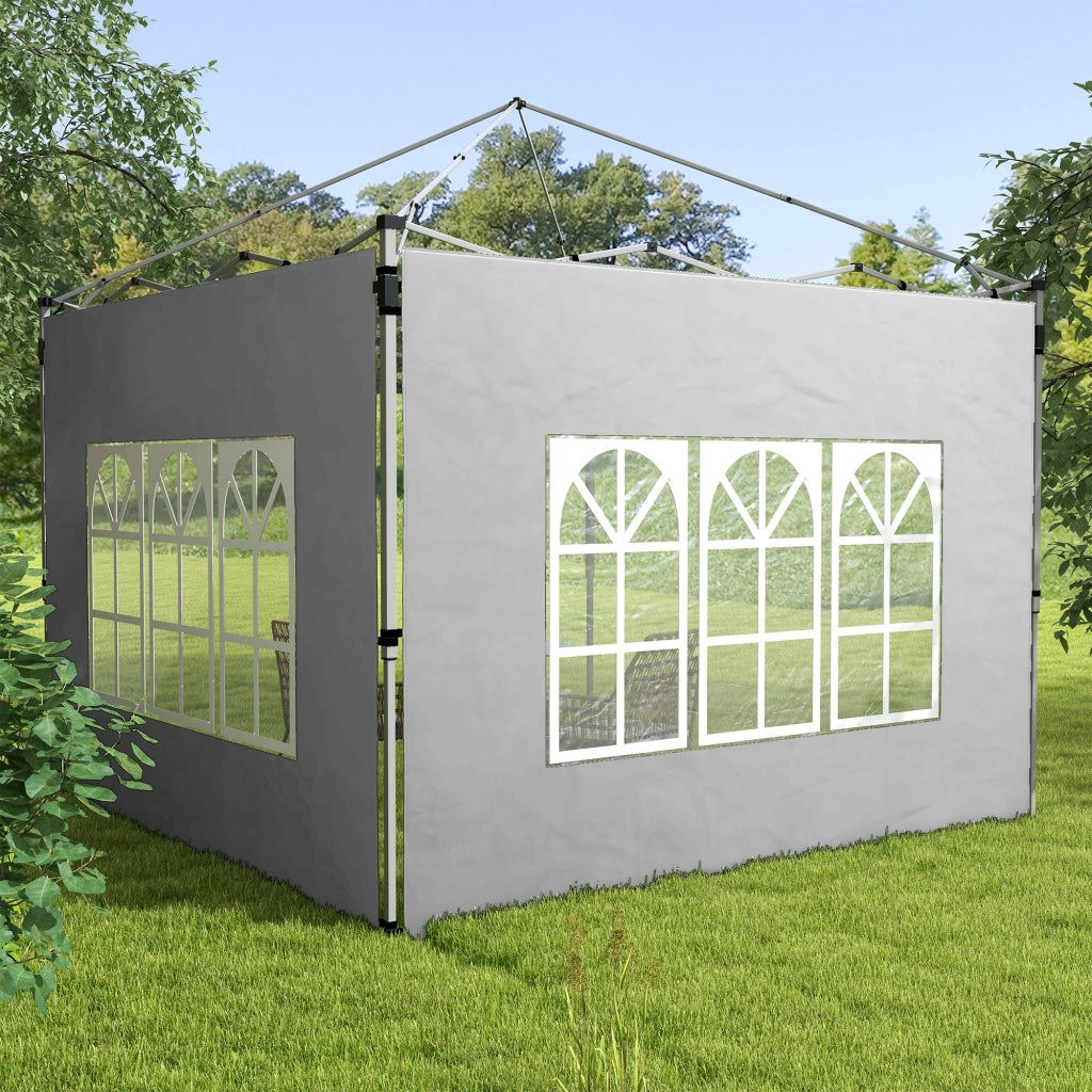 Set di Pareti Laterali per Gazebo 3x3/3x4 m con Finestra ¨C zephmum ¨C Grigio Chiaro