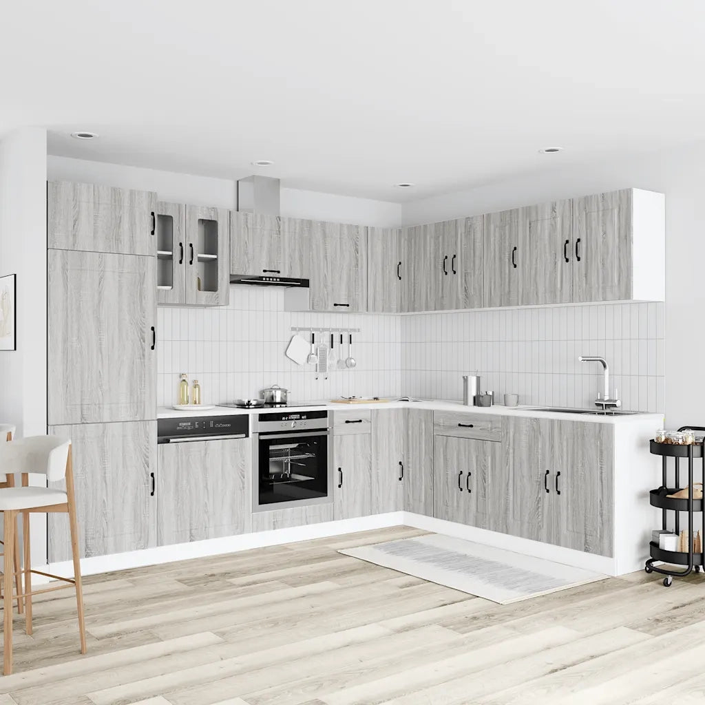 Set Mobili da Cucina 14 pz Kalmar Grigio Sonoma in Truciolato